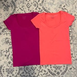 (2) White House Black Market T shirts - fuschia and coral